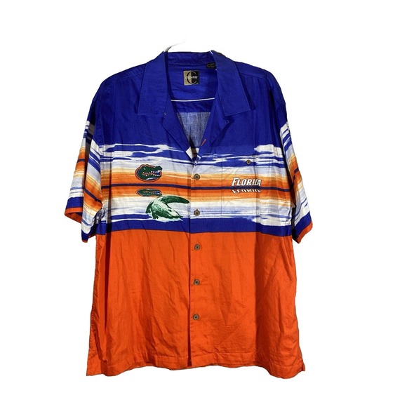 Vintage Chiliwear Florida Gators Tropical Hawaiian Print Shirt Orange‎ L VTG - Picture 1 of 8